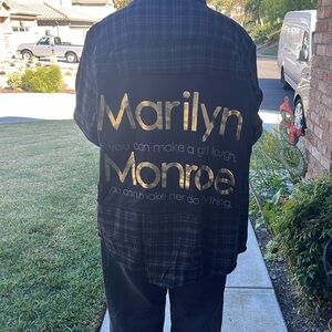 Marilyn Monroe Upcycled Flannel Shirt Unisex Size XL X-large